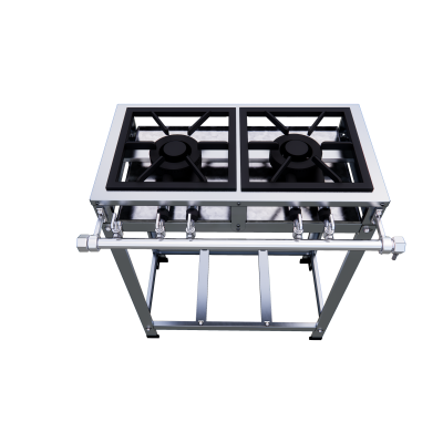 Fogão Industrial Inox 2 Bocas Baixa Pressão Queimador Duplo
