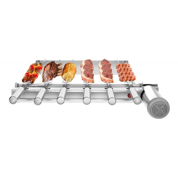 Churrasqueira grill baixo giratório 6 espetos inox Svft