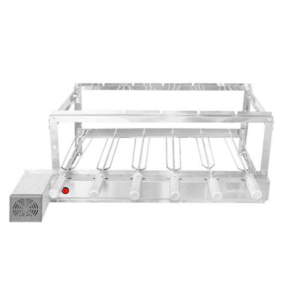 Churrasqueira Tijolinho gril inox 6 espetos svft motor quadrado
