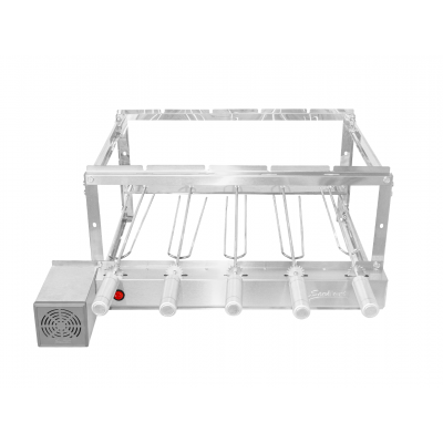 Churrasqueira Tijolinho gril inox 5 espetos svft motor quadrado