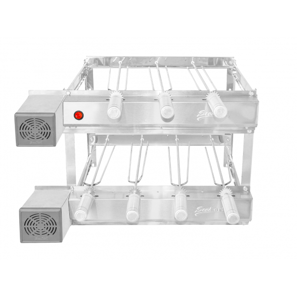 Churrasqueira Tijolinho gril inox 7 espetos svft motor quadrado