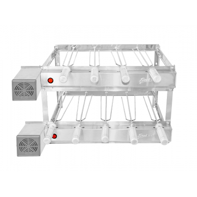 Churrasqueira Tijolinho gril inox 9 espetos svft motor quadrado