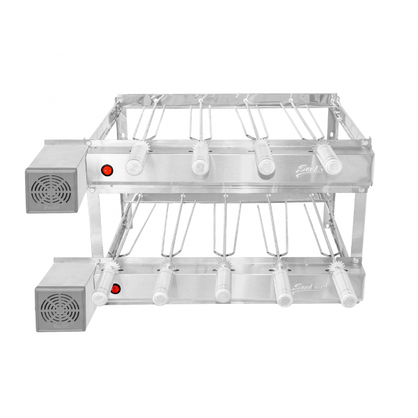 Churrasqueira Tijolinho gril inox 9 espetos svft motor quadrado