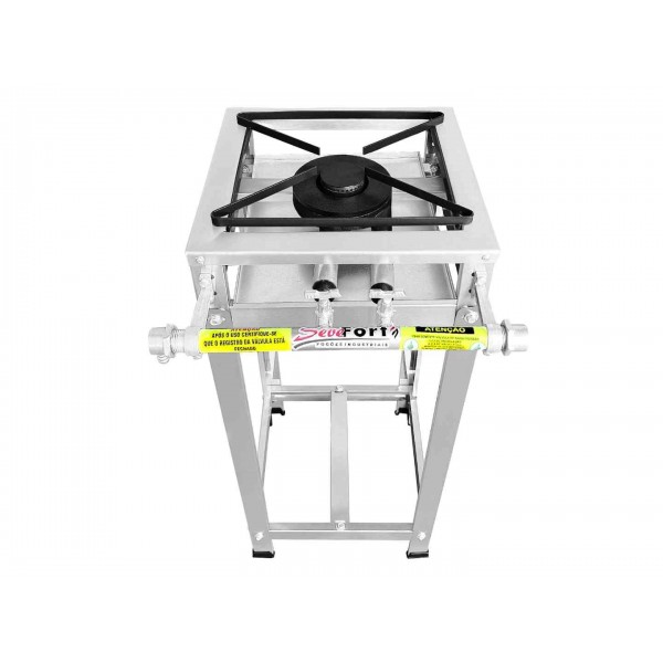 Fogão Industrial Inox 1 Boca Baixa pressão Queimador duplo