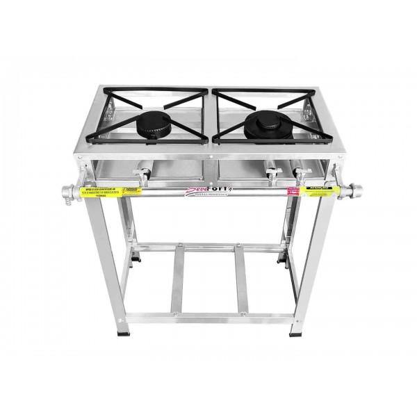 Fogão Industrial Inox 2 Bocas Baixa Pressão 