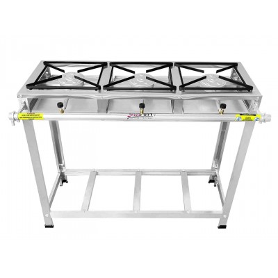 Fogão Industrial Inox 3 Bocas Caulim