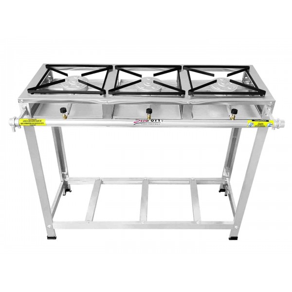 Fogão Industrial Inox 3 Bocas Caulim