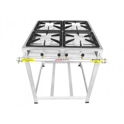 Fogão Industrial Inox 4 Bocas Caulim Iron
