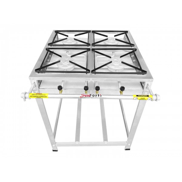Fogão Industrial Inox 4 Bocas Caulim