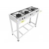 Fogão Industrial Inox 3 Bocas Baixa Pressão queimador duplo