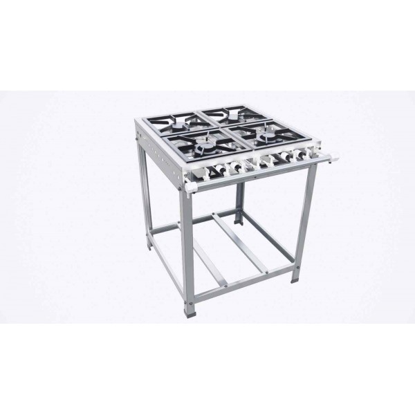 Fogão Industrial Inox 4 Bocas Baixa Pressão queimador duplo Iron