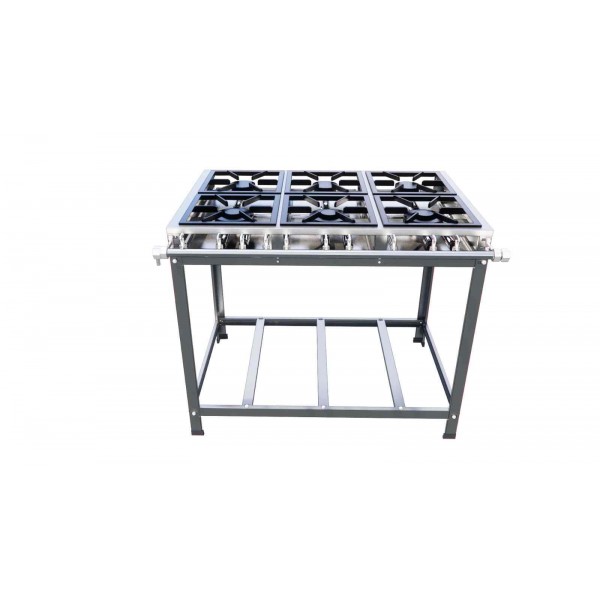 Fogão Industrial Inox 6 Bocas Baixa Pressão Queimador Duplo Iron